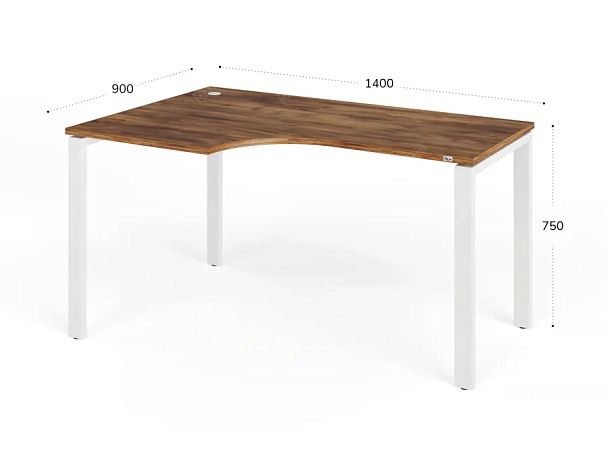 TANDEM RTD074-MK-140L-SH Стол угловой на металлокаркасе левый 1400х900х750 Таксония шоколадная/Белый - Вид 2