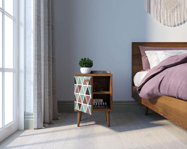 Тумбочка Berber с дверкой 26 принт арт BB21/Print_26, разноцветная - Вид 2