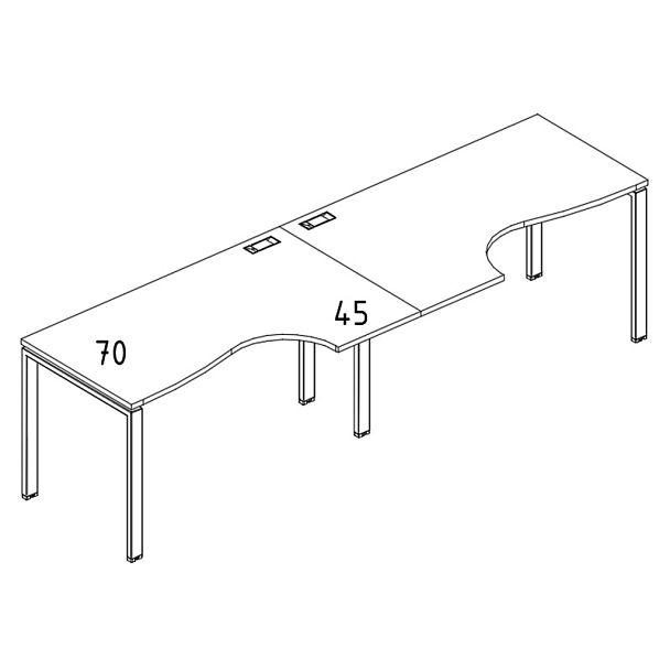 Рабочая станция столы Классика опоры UNO (2х140) A4 А4 Б1 043-2 БП дуб скандинавский / металлокаркас серый - Вид 3