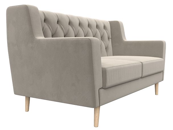 Прямой диван Брайтон 2 Люкс (полностью микровельвет бежевый) - Вид 3