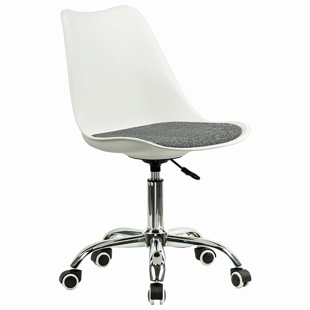 Кресло стул BRABIX "Eames MG-310 CH", хром, пластик белый, ткань серая, 532924 - Вид 1