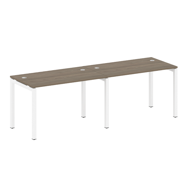 Metal System Quattro Р. ст. на 2 раб. места на П-образном м/к 50БП.СМ-2.2 Вяз/Белый металл 2400*720*750 - Вид 1