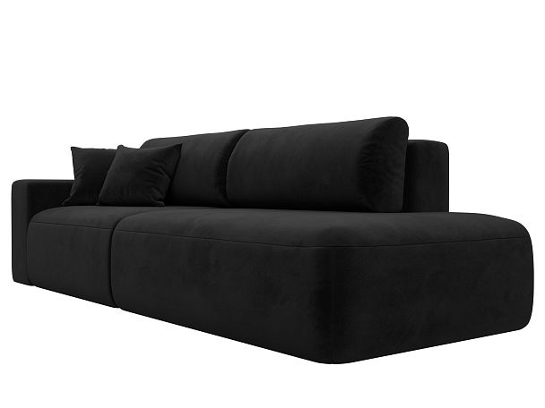 Диван прямой Лига-036 Модерн подлокотник слева Велюр черный - Вид 4