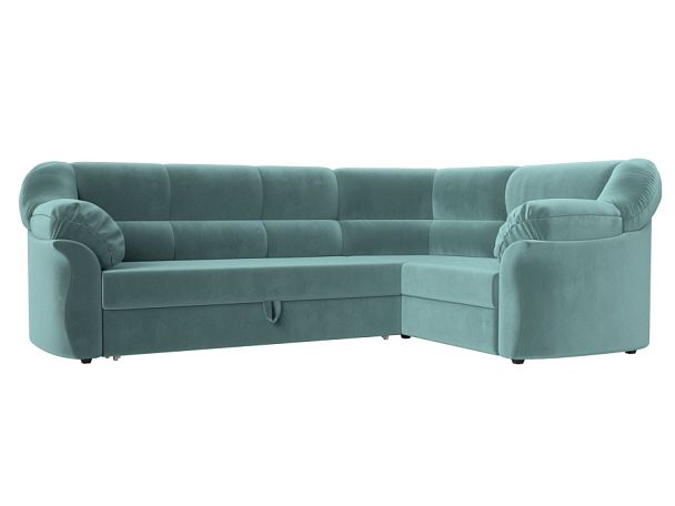Диван угловой Карнелла правый (полностью Велюр бирюзовый) - Вид 1