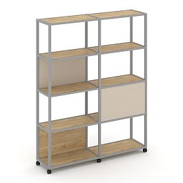 Shelf Mobile Стеллаж 5 уровней 2 секции VR.LT-STK-512.06 Тиквуд Светлый/Металл Серый/W-04 1170*400*2000 - Фото предпросмотра