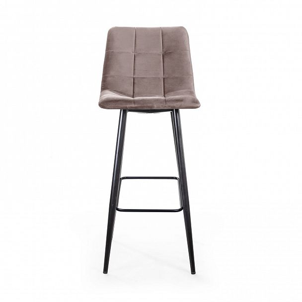 Стул барный UNO, бархат пепельно-бежевый 25 / чёрный конус - Вид 3