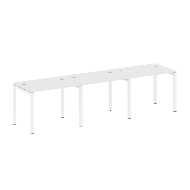 Metal System Quattro Р. ст. на 3 раб. места на П-образном м/к 50БП.СМ-3.1 Белый/Белый металл 3000*720*750 - Вид 1