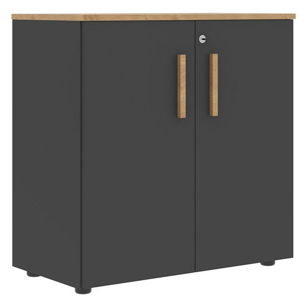 Шкаф с дверьми и топом FLC 80.1(Z) Черный графит/Дуб Гамильтон 802х429х818 FORTA - Вид 1