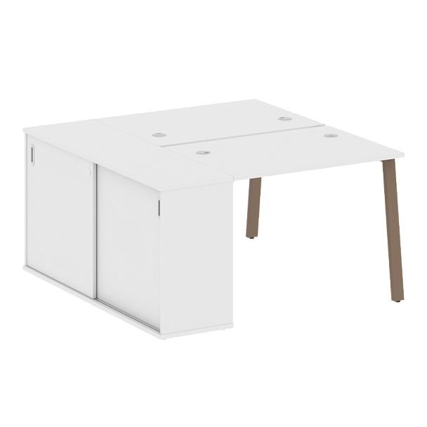 Metal System Р. ст. с шкафом-купе на А-образном м/к БА.РС-СШК-1.1 Т Белый/Мокко металл 1410*1475*750 - Вид 1