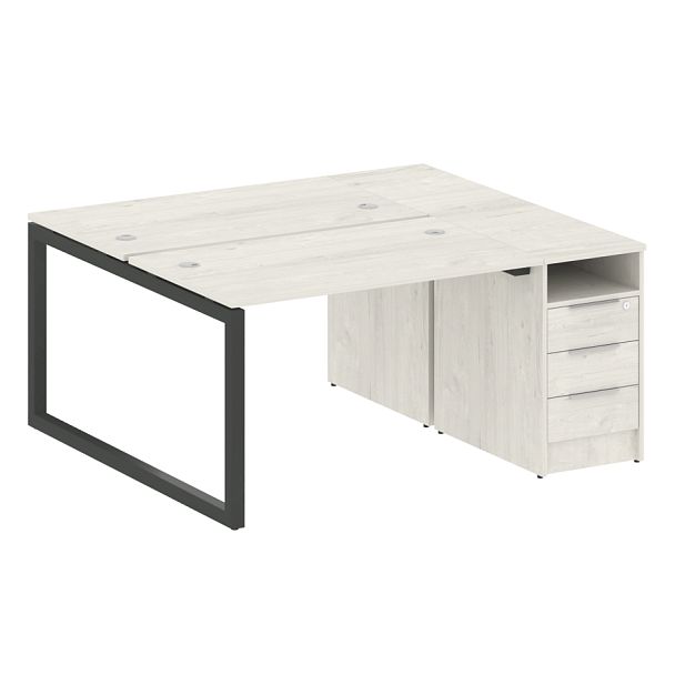 Metal System Quattro Р. ст. с тумбой на О-образном м/к 50БО.РС-СТП-2.2 Дуб наварра/Антрацит металл 1612*1475*750 - Вид 1