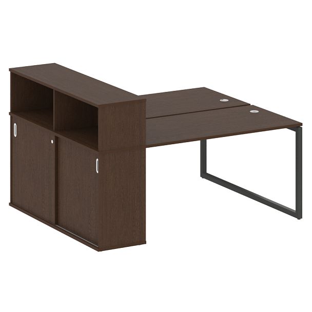 Metal System Quattro Р. ст. с шкафом-купе на О-образном м/к 40БО.РС-СШК-2.3 Т Венге/Антрацит металл 1810*1475*1098 - Вид 1