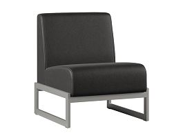 Диван Everprof Solo одноместный Металл Серый Экокожа Черный - Фото предпросмотра