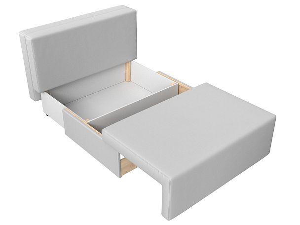 Диван прямой Лагуна (полностью экокожа белая, кант экокожа черная) - Вид 7