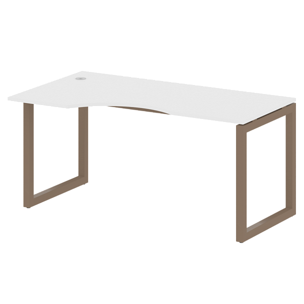 Metal System Quattro Стол криволинейный левый на О-образном м/к 50БО.СА-1 (L) Белый/Мокко металл 1600*900*750 - Вид 1