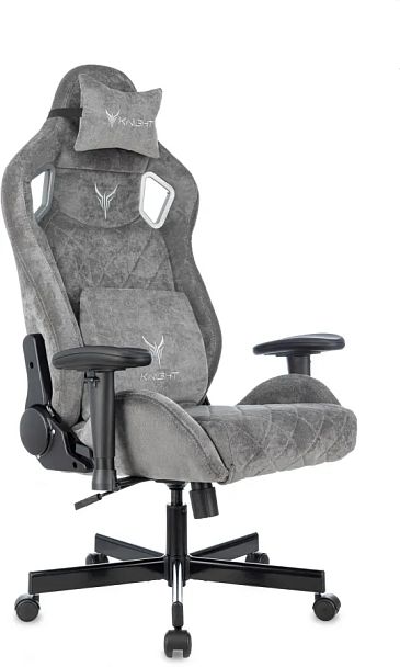 Кресло игровое Knight Outrider серый Light-19 с подголов. крестов. металл - Вид 1