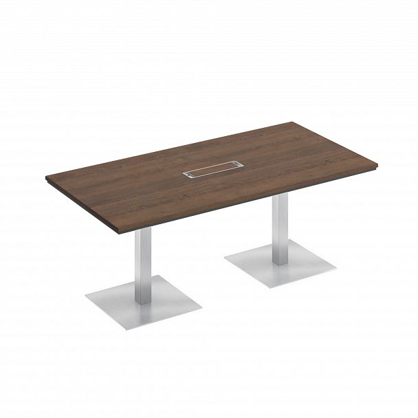 Стол для переговоров на квадратных опорах-колоннах City СИ 150 дуб гладстоун (столешница, фасад, топ)/ антрацит премиум(корпус) - Вид 1
