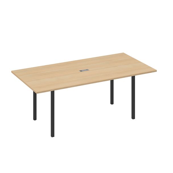 Стол 200 переговорный с металлокаркасом DUE A4 А4 Б2 123 БП натуральный дуб / металлокаркас антрацит - Вид 1
