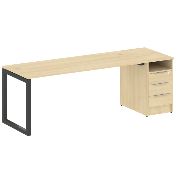 Metal System Quattro Р. ст. с тумбой на О-образном м/к 50БО.РС-СТП-1.5 Акация/Антрацит металл 2212*720*750 - Вид 1