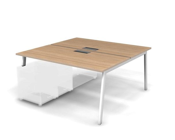 MATRIX 121В302-A Стол прямой, опора на тумбу, пров. Merida (А-опоры) 1580х1590х775 Швейц-й вяз/Белый - Вид 1