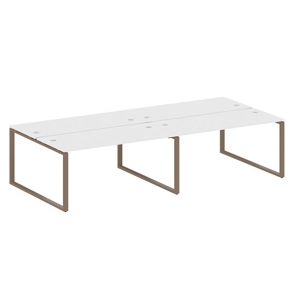 Metal System Р. ст. на 4 раб. места на О-образном м/к БО.СМ-4.4 Белый/Мокко металл 3200*1475*750 - Вид 1