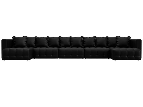 Диван П-образный Лига-052 НПБ МегаЛонг Экокожа черный - Вид 2