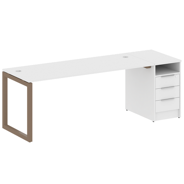 Metal System Quattro Р. ст. с тумбой на О-образном м/к 50БО.РС-СТП-1.5 Белый/Мокко металл 2212*720*750 - Вид 1