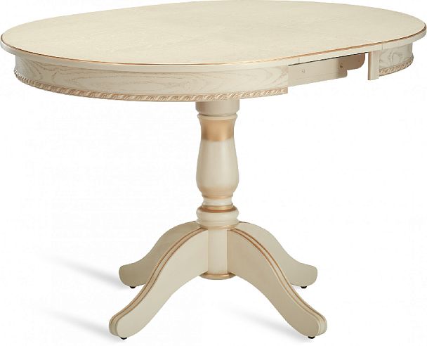 Стол деревянный раздвижной Вэлт D90(120)х90х76 Слоновая кость с золотой патиной - Вид 2