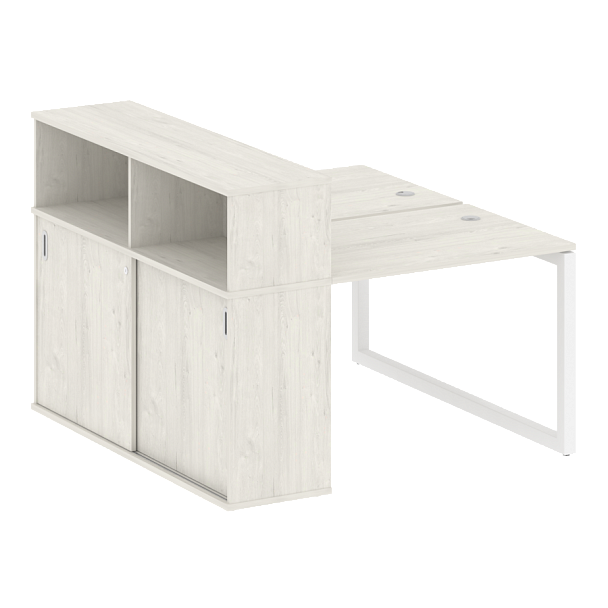 Metal System Quattro Р. ст. с шкафом-купе на О-образном м/к 50БО.РС-СШК-2.1 Т Дуб наварра/Белый металл 1410*1475*1098 - Вид 1