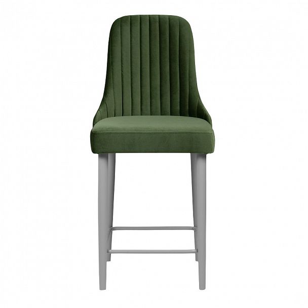 Стул Kongsberg барный, велюр зеленый, ножки белые - Вид 3