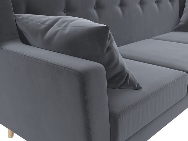 Прямой диван Брайтон 3 (полностью велюр серый) - Вид 4
