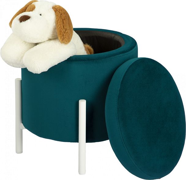 Комплект пуфов Кен с местом для хранения Изумрудный велюр Confetti izumrud/белый, 2 шт. - Вид 1