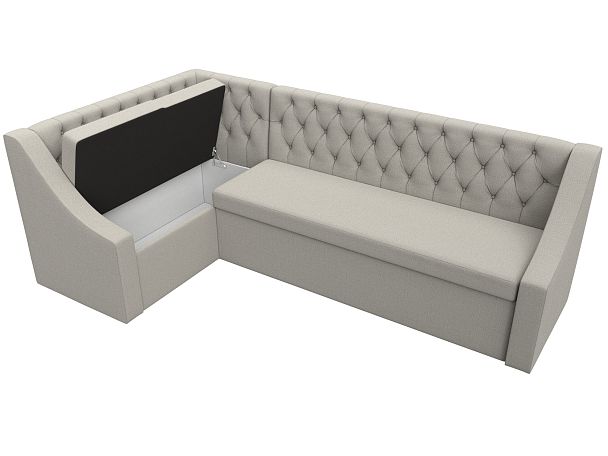 Диван кухонный угловой Мерлин левый угол Рогожка бежевый - Вид 7