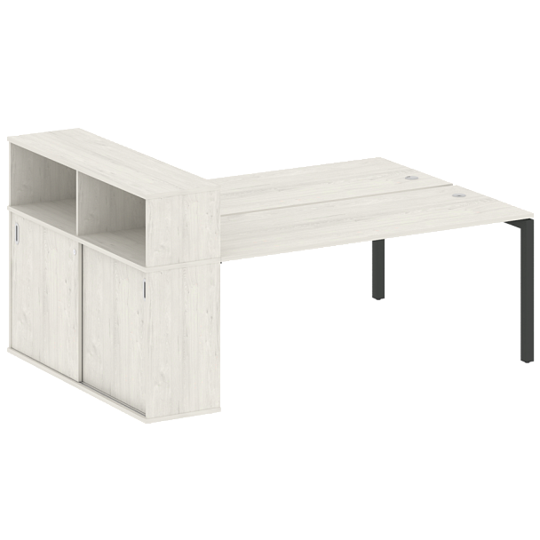 Metal System Quattro Р. ст. с шкафом-купе на П-образном м/к 50БП.РС-СШК-2.5 Т Дуб наварра/Антрацит металл 2210*1475*1098 - Вид 1