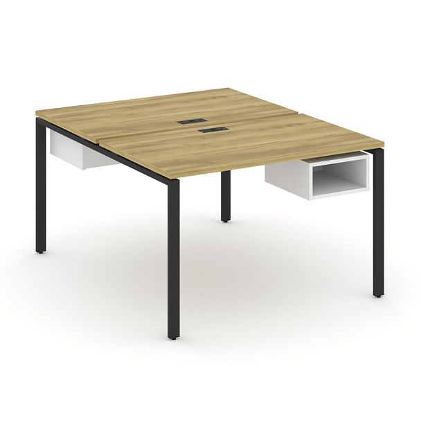 Concept Рабочая станция 2 сторонняя с подвесными тумбами на 2 места CN.DRS-102 Дуб Винченцо/Белый Бриллиант/Металл Черный 1180*1480*750 - Вид 1