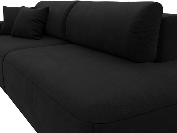 Диван прямой Лига-036 Модерн подлокотник слева Микровельвет черный - Вид 3