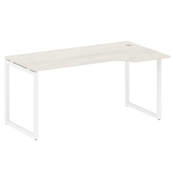 Metal System Quattro Стол криволинейный правый на О-образном м/к 40БО.СА-1 (R) Дуб наварра/Белый металл 1600*900*750 - Вид 1