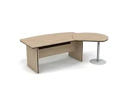 БЕРЛИН / BERLIN Стол руководителя с брифингом правый 2350х1500х760 Акация/Черный - Фото предпросмотра