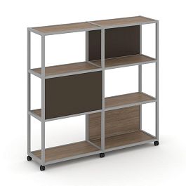 Shelf Mobile Стеллаж 4 уровня 2 секции VR.LT-STK-414.12 Дуб Аризона/Металл Серый/W-25 2370*400*1523 - Фото предпросмотра