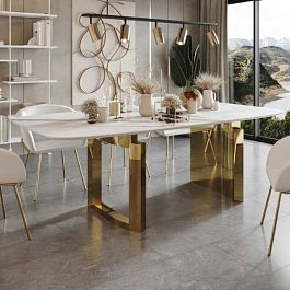 Стол обеденный Liam 180, керамика матовая белая - Фото предпросмотра