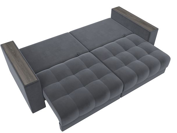Диван прямой с декором Лига-049 НПБ Велюр серый - Вид 10