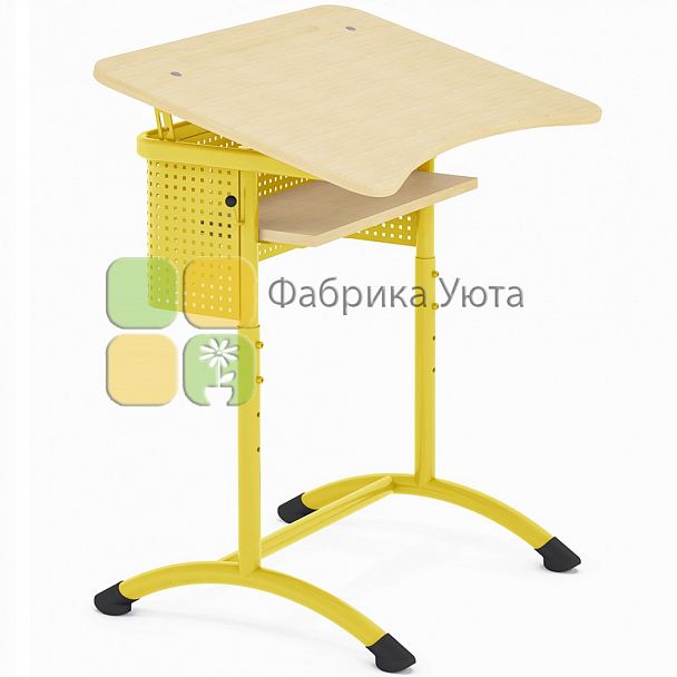 Парта одноместная ЭКСТРА (Р) с полкой, с угл. накл. стол. и перф. экраном, рег. (5-7 гр) - Вид 3