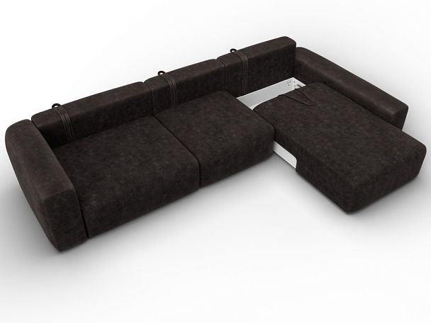 Диван угловой Лига-066 НПБ Лонг угол правый Велюр коричневый - Вид 8
