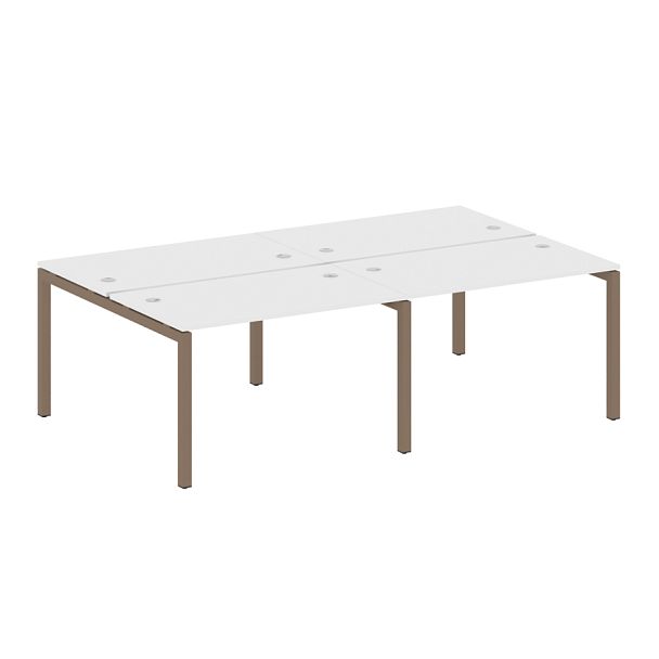 Metal System Quattro Р. ст. на 4 раб. места на П-образном м/к 50БП.СМ-4.2 Белый/Мокко металл 2400*1475*750 - Вид 1