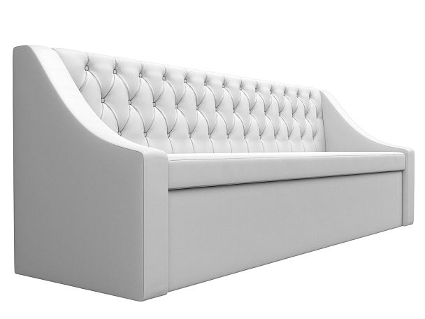 Кухонный прямой диван Мерлин (полностью экокожа белая) - Вид 4