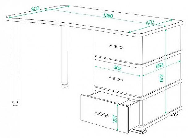 Стол письменный Домино СД-35 Нельсон левый - Вид 2