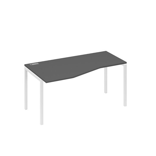 Стол эргономичный левый "Техно" на металлокаркасе DUE A4 А4 Б2 065 БП антрацит премиум / металлокаркас белый - Вид 1