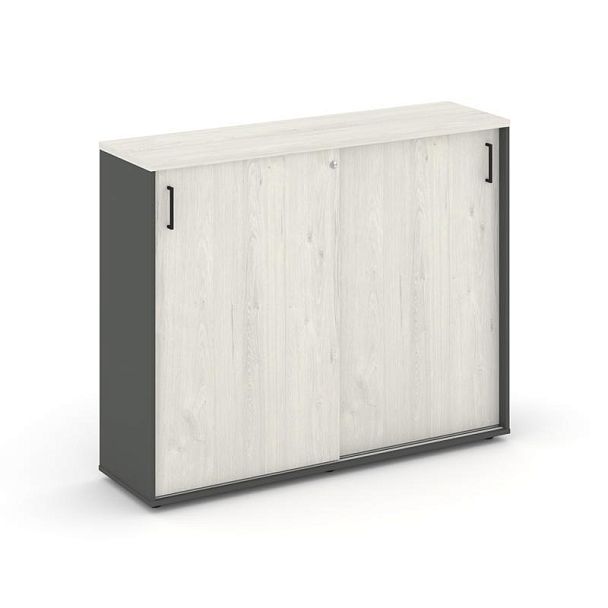 Стайл Проджект Тумба опорная/приставная SN.TOP-172 Антрацит/Дуб Наварра/Черный Ручки 1432*400*1150 - Вид 1