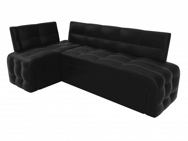 Кухонный угловой диван Люксор левый (полностью экокожа черная) - Вид 4