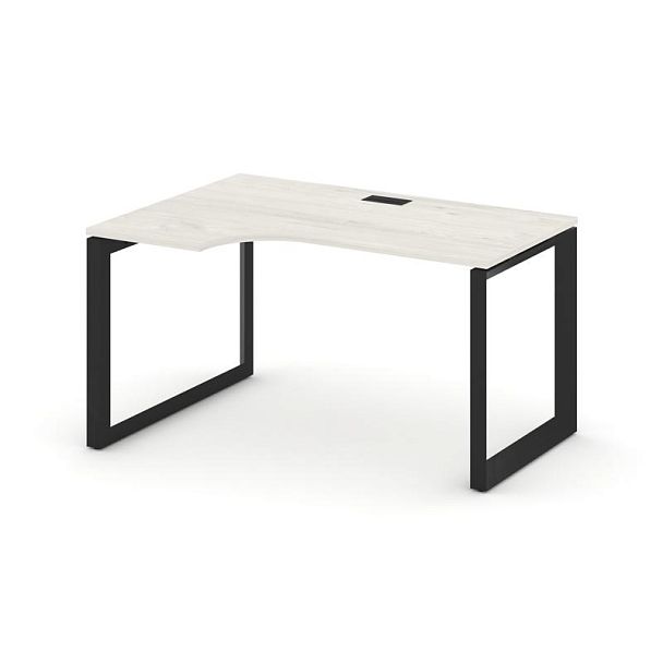 Style Project Next Стол рабочий эргономичный SN-59O.SPA-022(L) Дуб Наварра/Металл Черный/Черный Заглушка 1580*800/980*750 - Вид 1