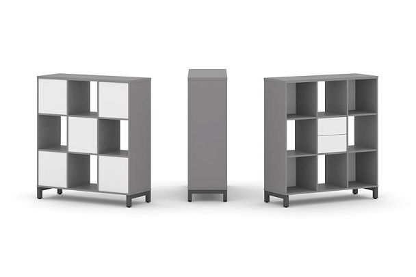 Стайл Проджект Набор стеллажа одностороннего, 3 яруса SN.NS-331 Серый Пепел/Белый/Металл Антрацит 11 - Вид 1